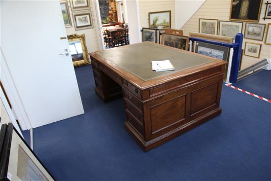 A Victorian mahogany partners pedestal desk, 6ft x 4ft